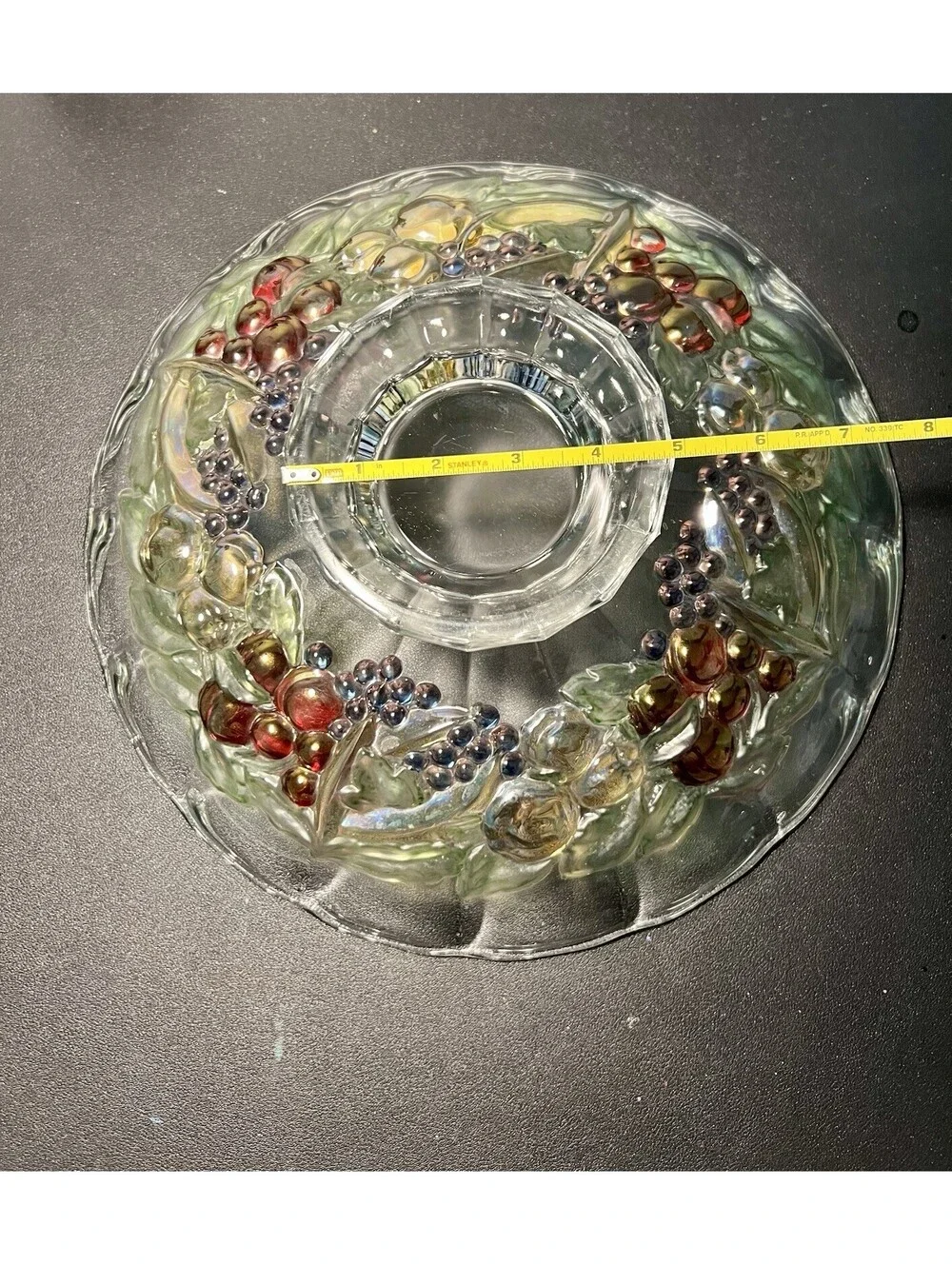 Indiana Glass 1960s Garland #301 Painted Fruit Footed Bowl, 12.5x3”